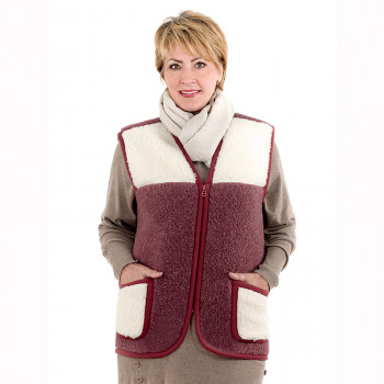 Vesta z ovčí vlny Alpen zip dvoubarevná červená L - přes prsa 112 cm